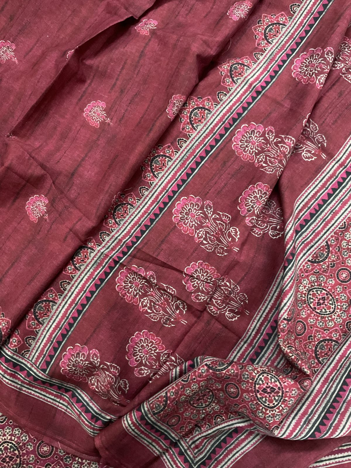 Pure Lawn Cotton Printed Suit - Maroonish Wine