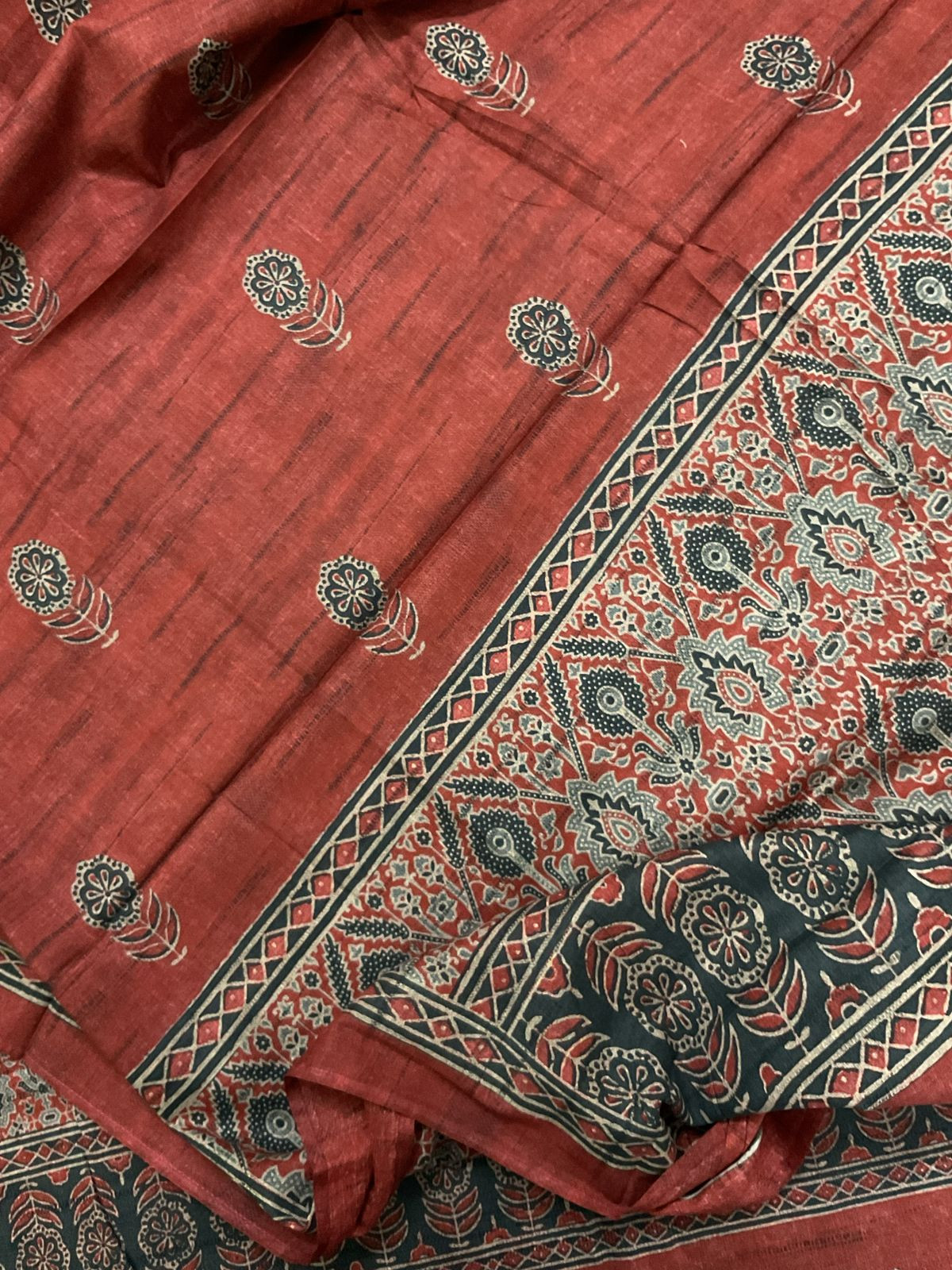 Pure Lawn Cotton Printed Suit - Brick Red