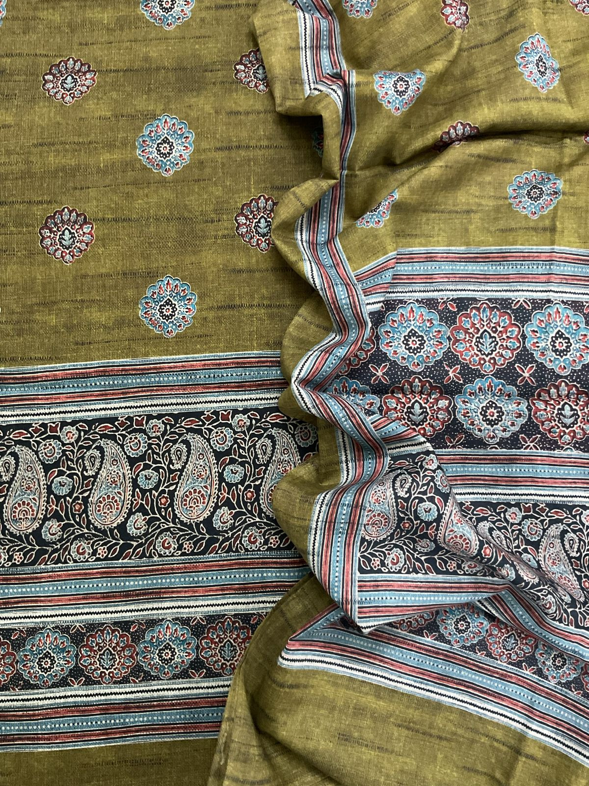 Pure Lawn Cotton Printed Suit - Yellowish Green