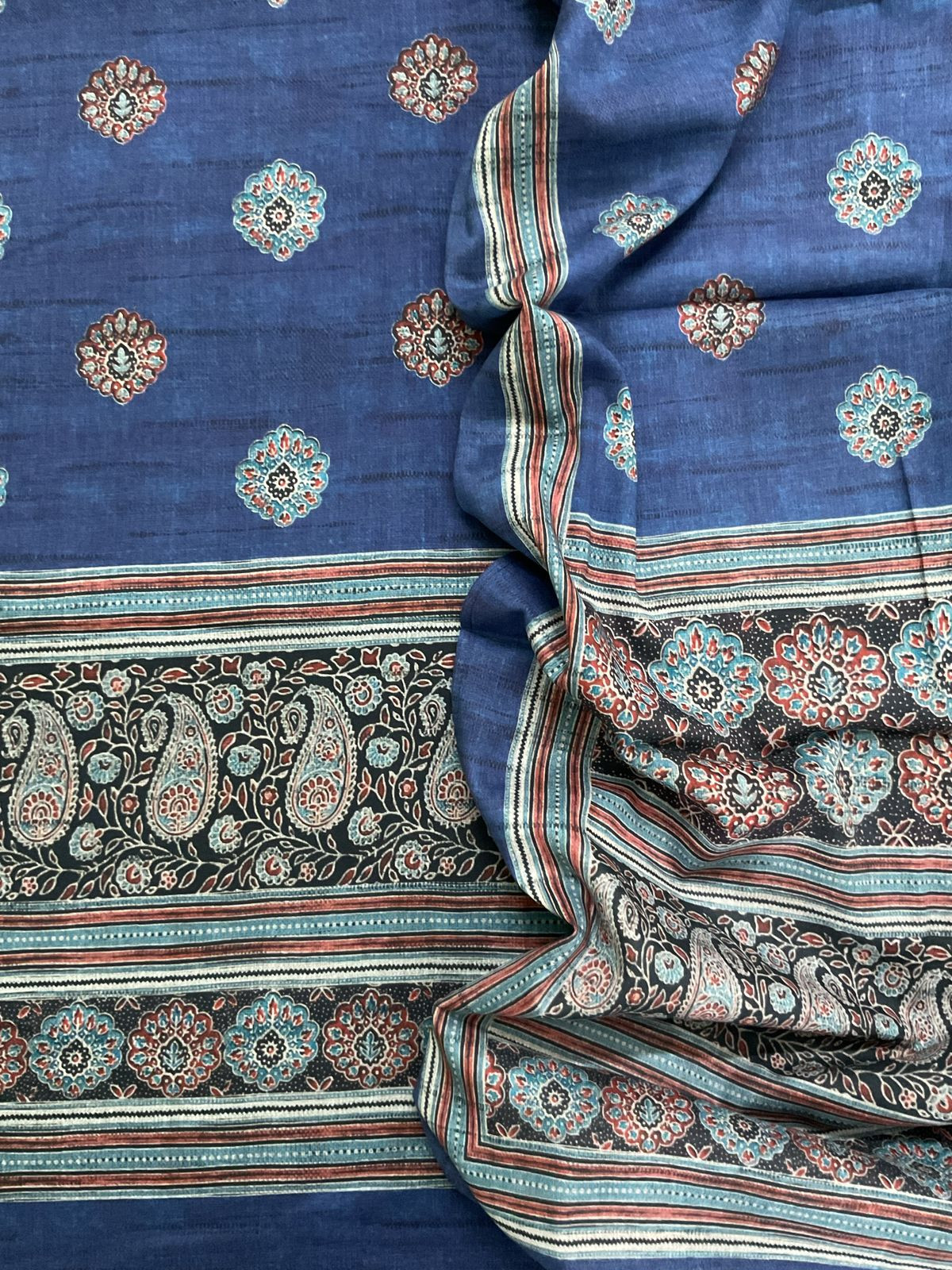 Pure Lawn Cotton Printed Suit - Blue