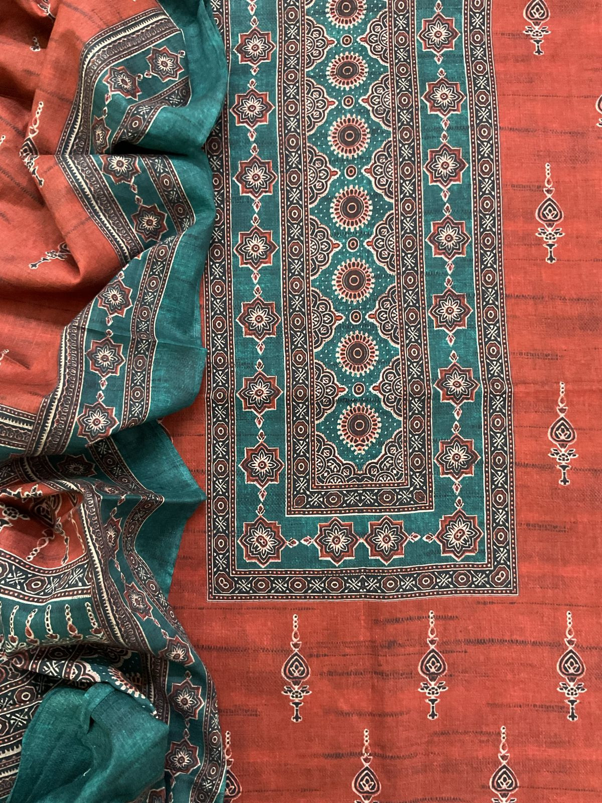 Pure Lawn Cotton Printed Suit - Brick Red