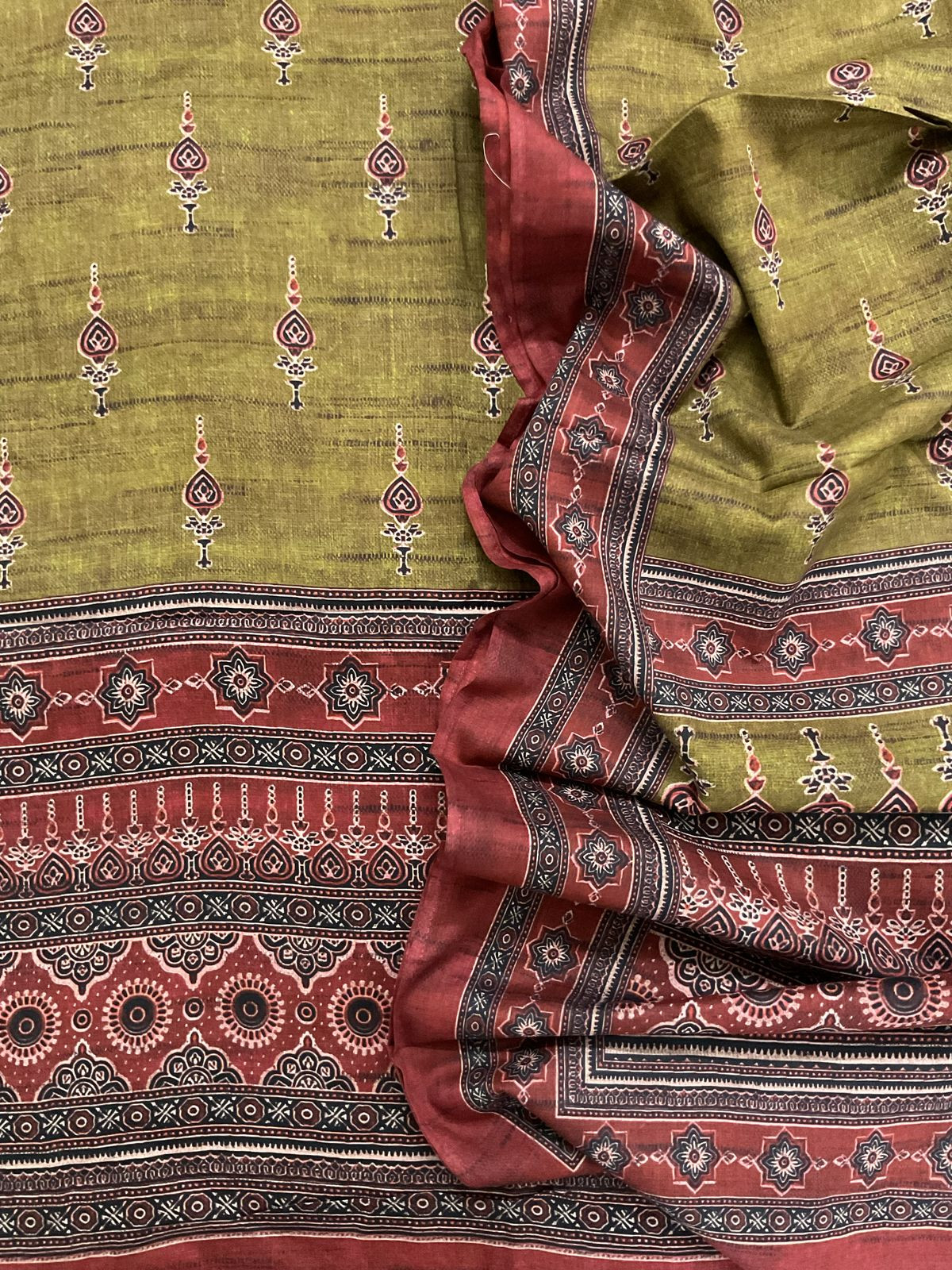 Pure Lawn Cotton Printed Suit - Yellowish Green