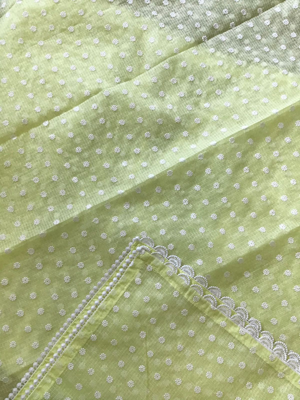 Pure Kota Cotton Embroidered Suit - Yellow