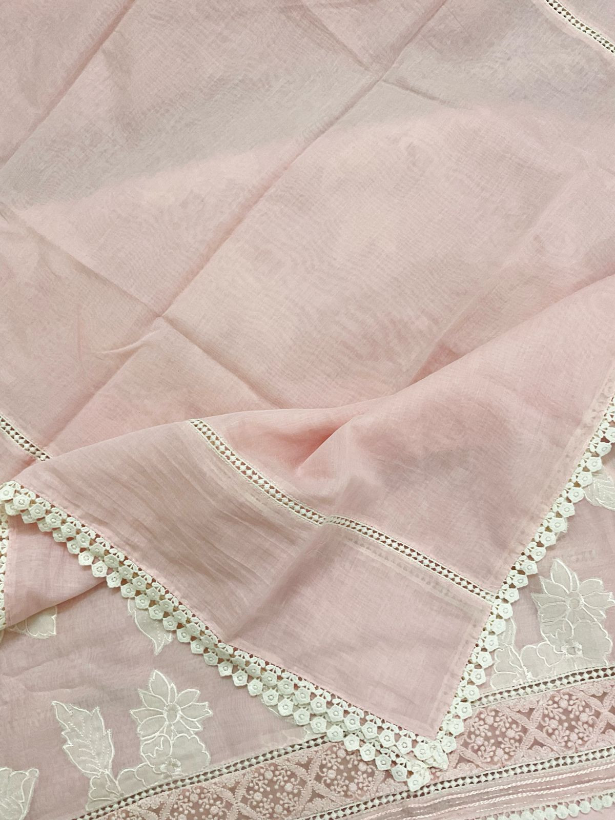 Pure Mul Chanderi Embroidered Suit - Pink