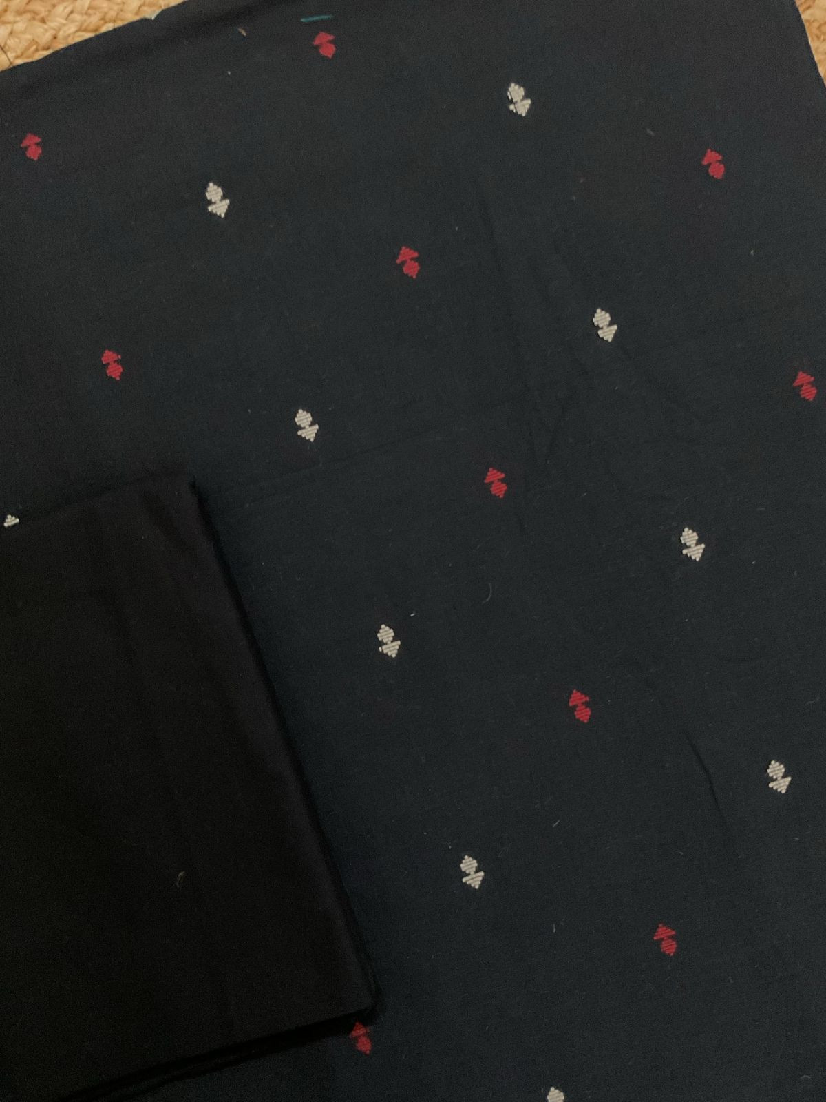 Pure Cotton Printed Self Weaved Suit - Black
