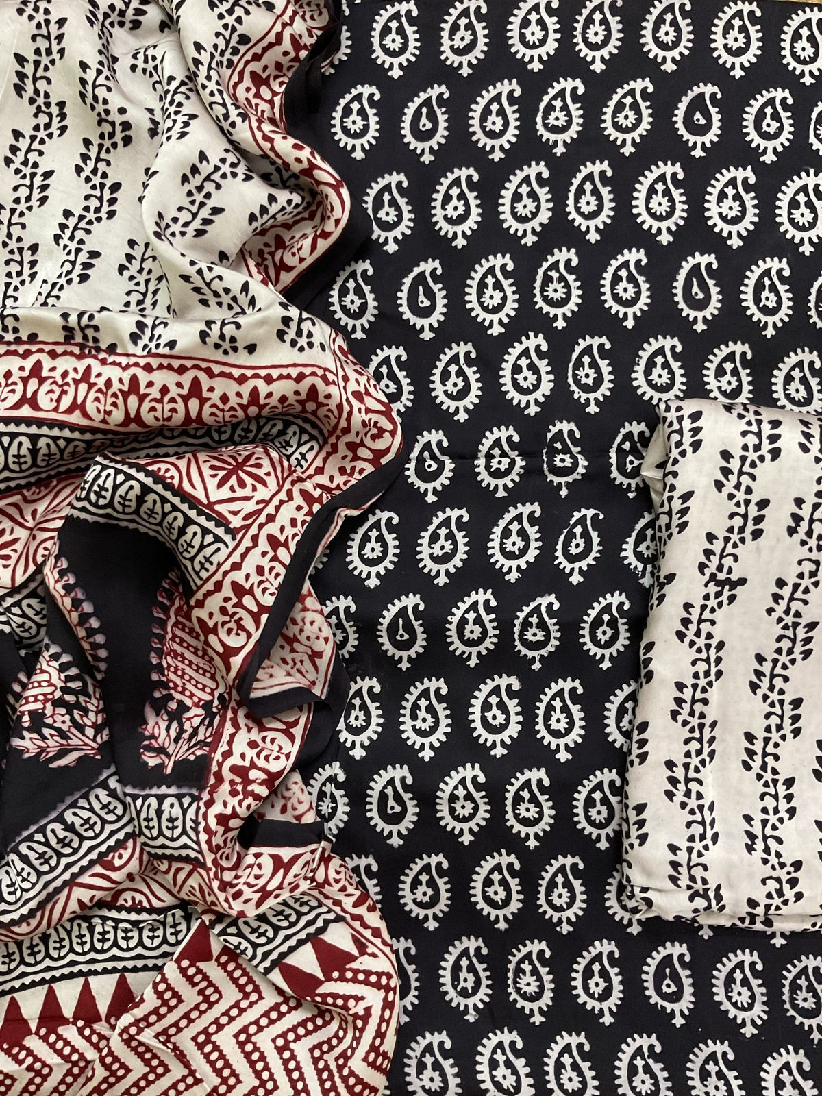 Pure Modal Bagh Printed Suit - Black