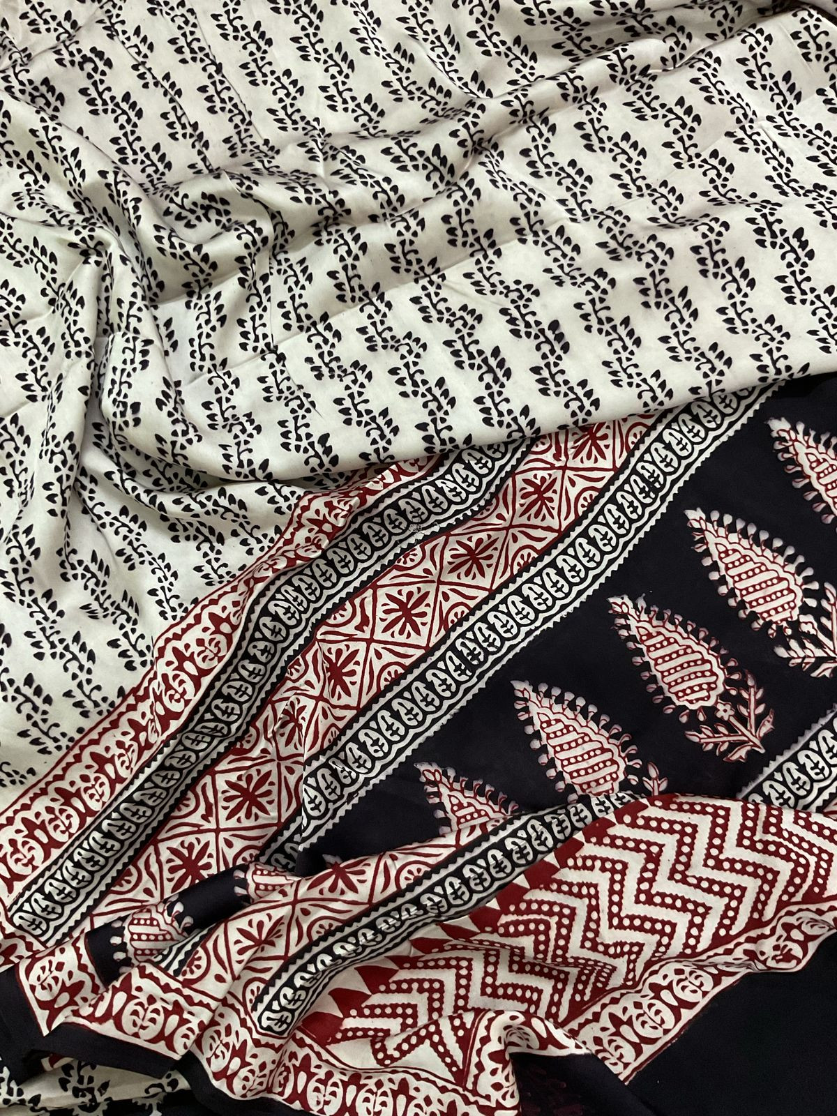 Pure Modal Bagh Printed Suit - Black