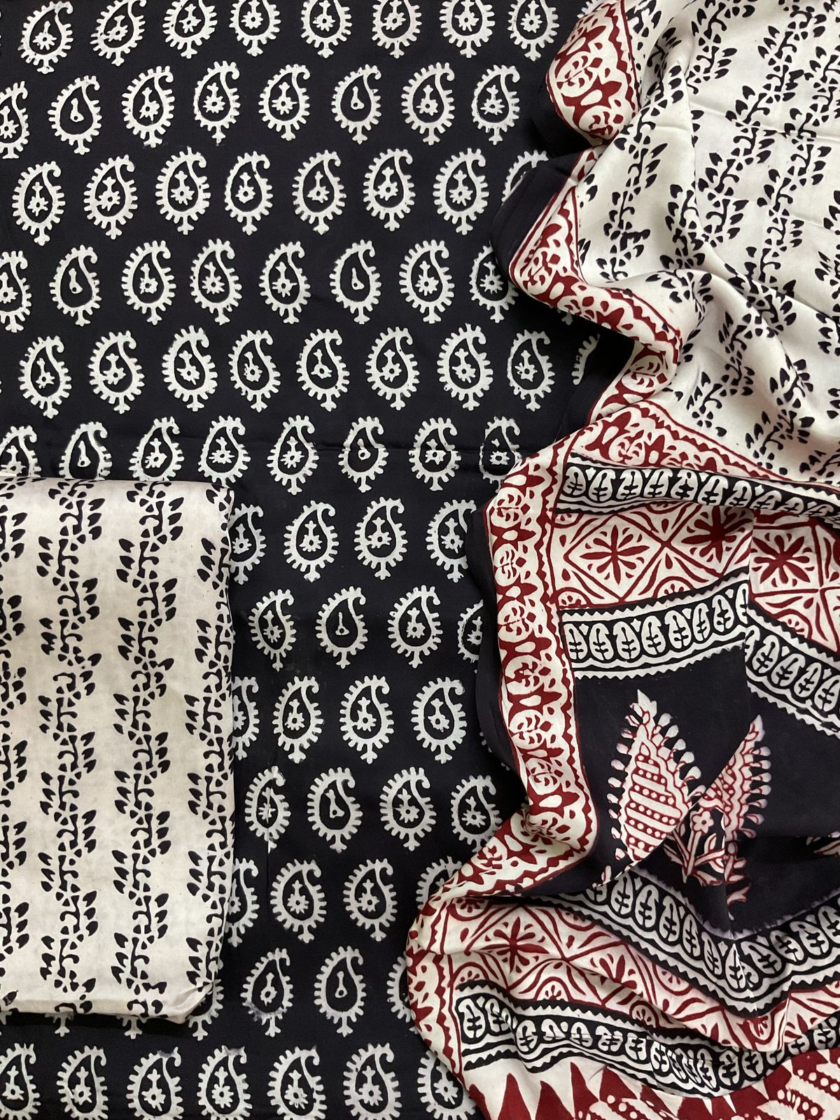 Pure Modal Bagh Printed Suit - Black