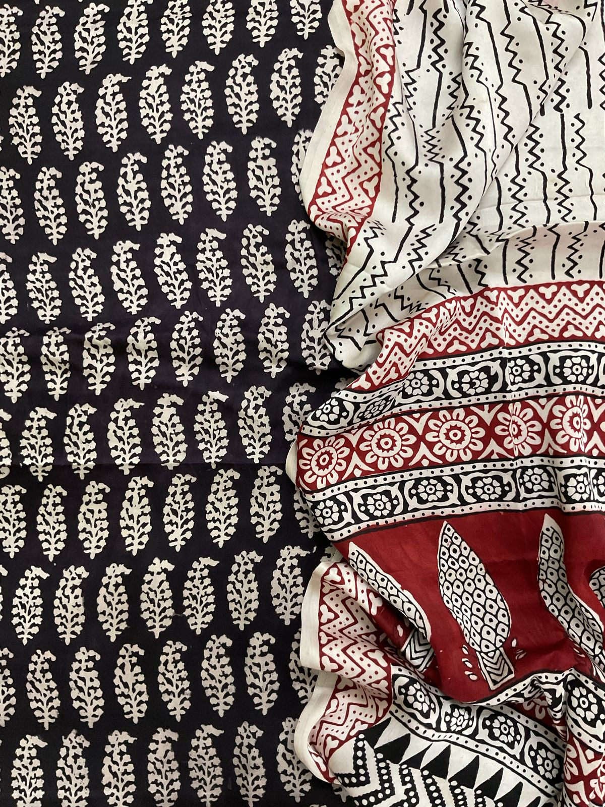 Pure Modal Bagh Printed Suit - Black