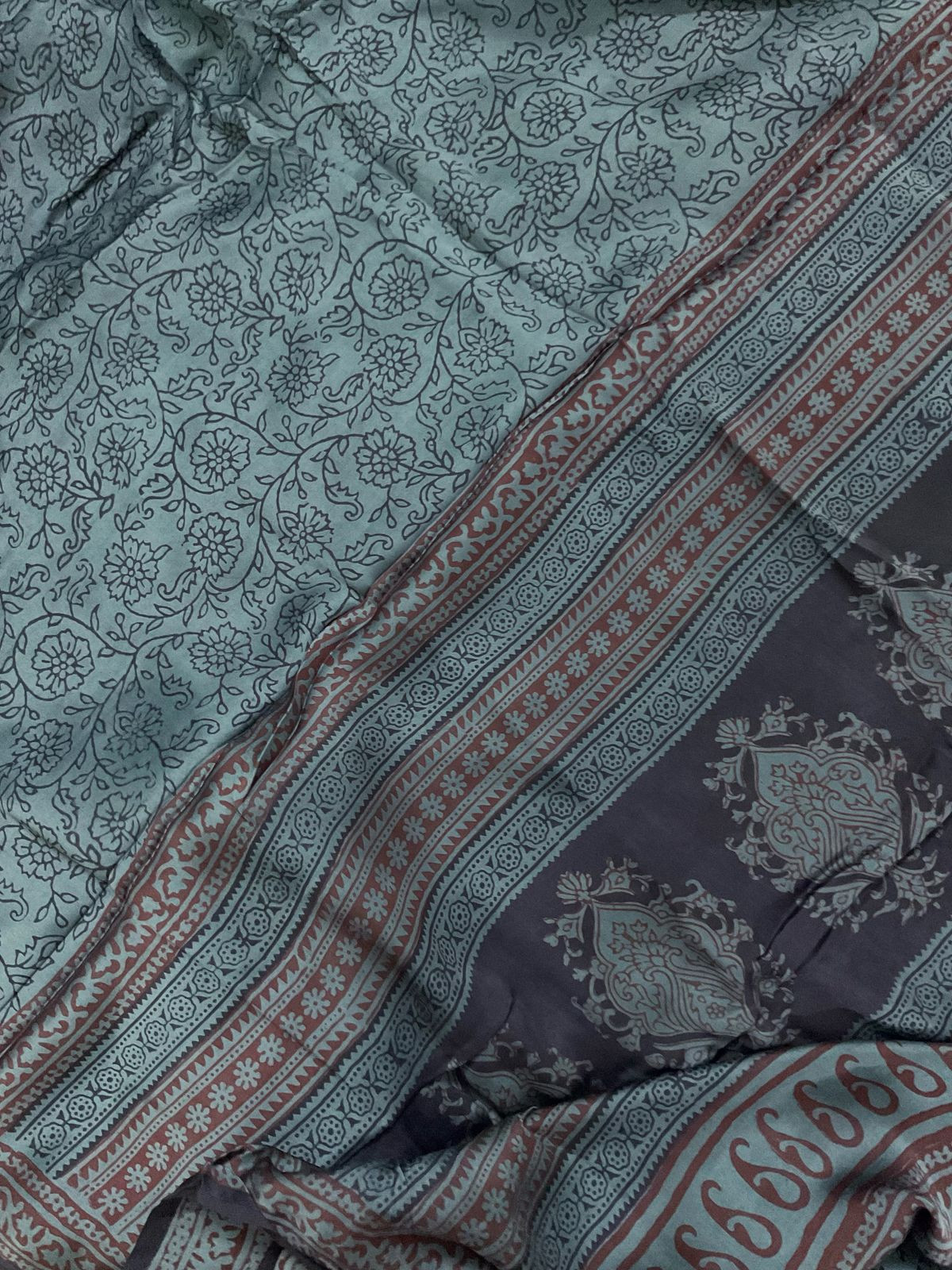 Pure Modal Bagh Printed Suit - Grey