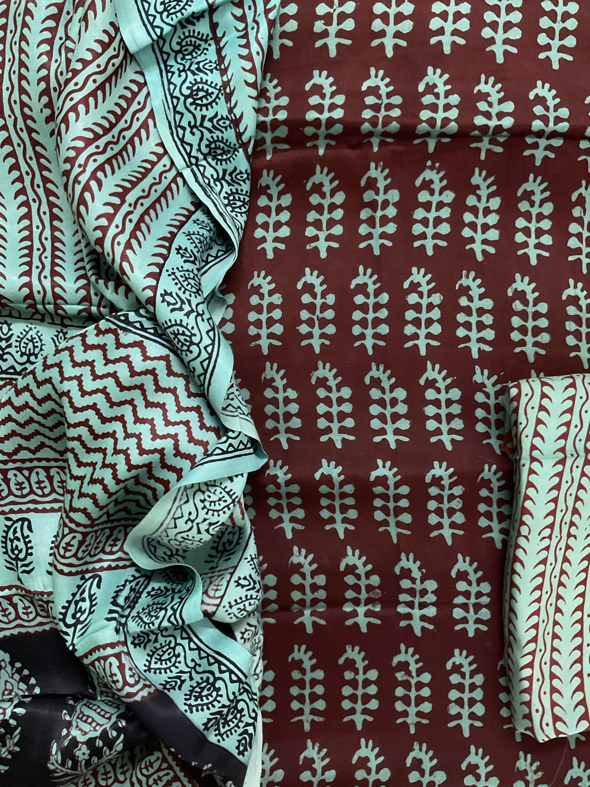 Pure Modal Bagh Printed Suit - Maroon