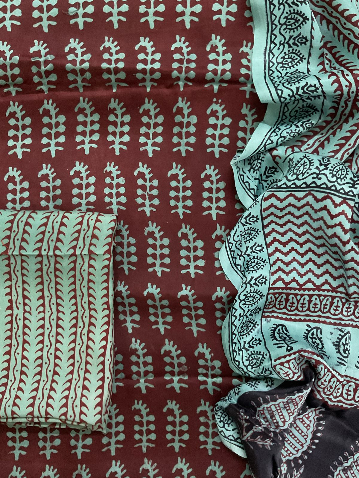 Pure Modal Bagh Printed Suit - Maroon