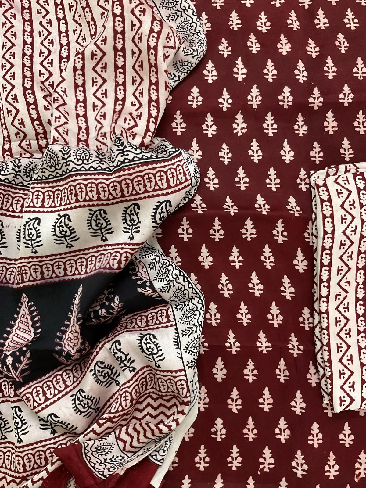 Pure Modal Bagh Printed Suit - Maroon