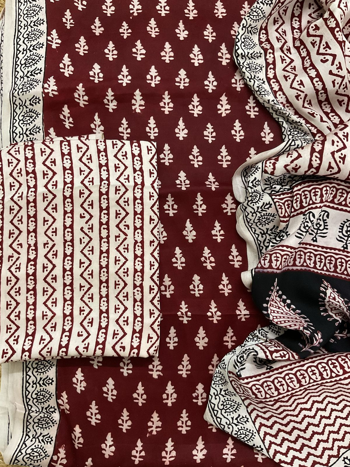Pure Modal Bagh Printed Suit - Maroon