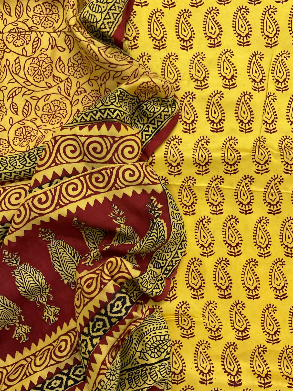 Pure Modal Bagh Printed Suit - Yellow