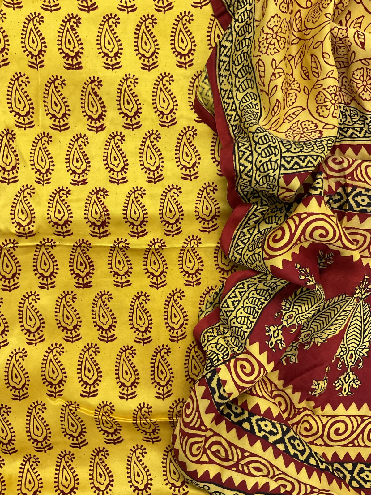 Pure Modal Bagh Printed Suit - Yellow