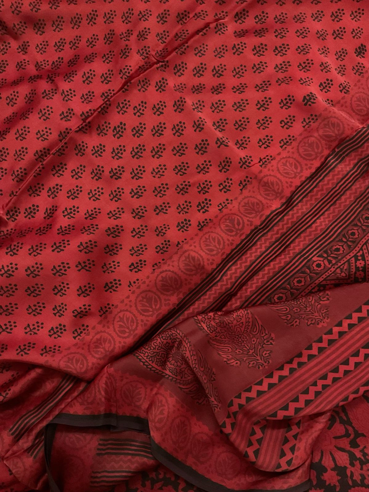 Pure Modal Bagh Printed Suit - Red