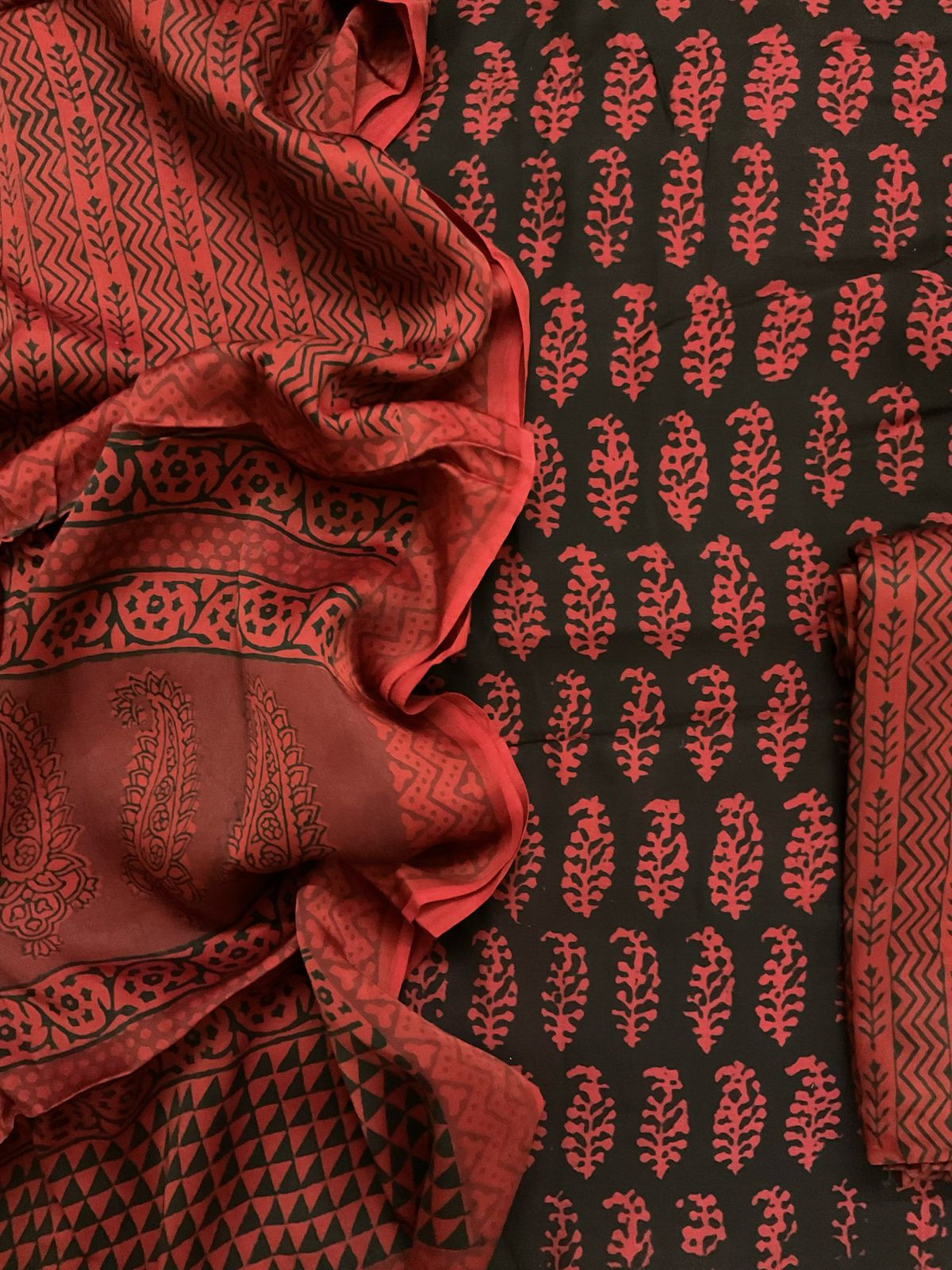 Pure Modal Bagh Printed Suit - Black