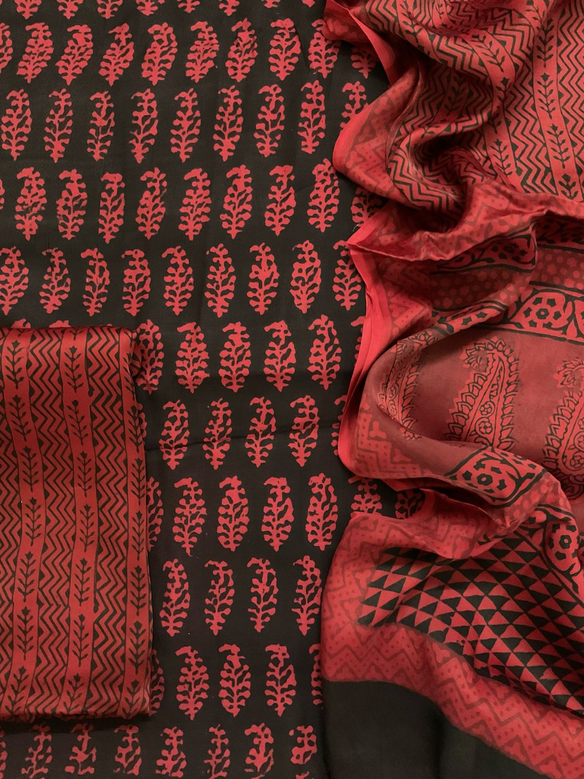 Pure Modal Bagh Printed Suit - Black