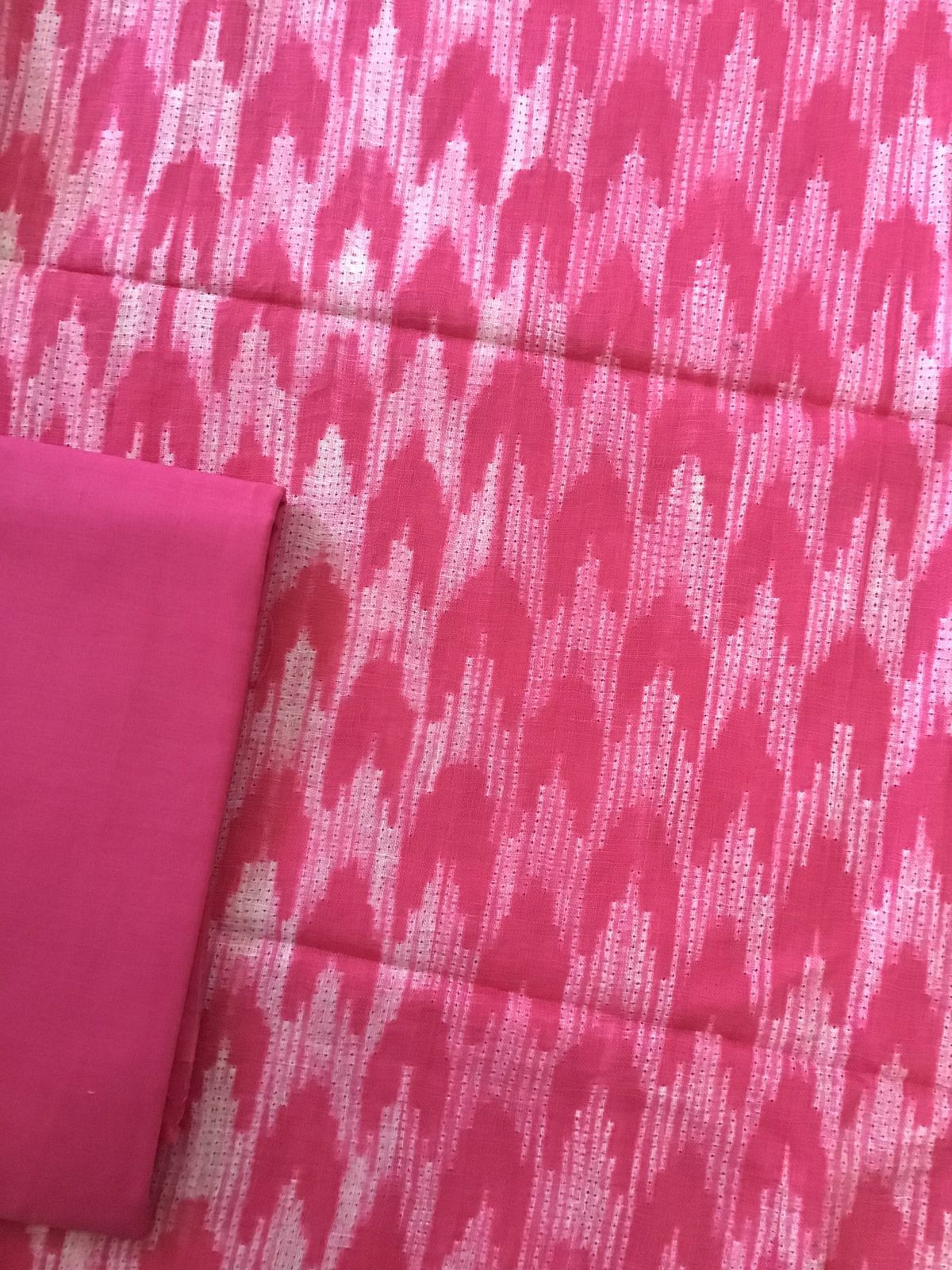 Pure Linen Jute Cotton Shibori Printed Suit - Pink