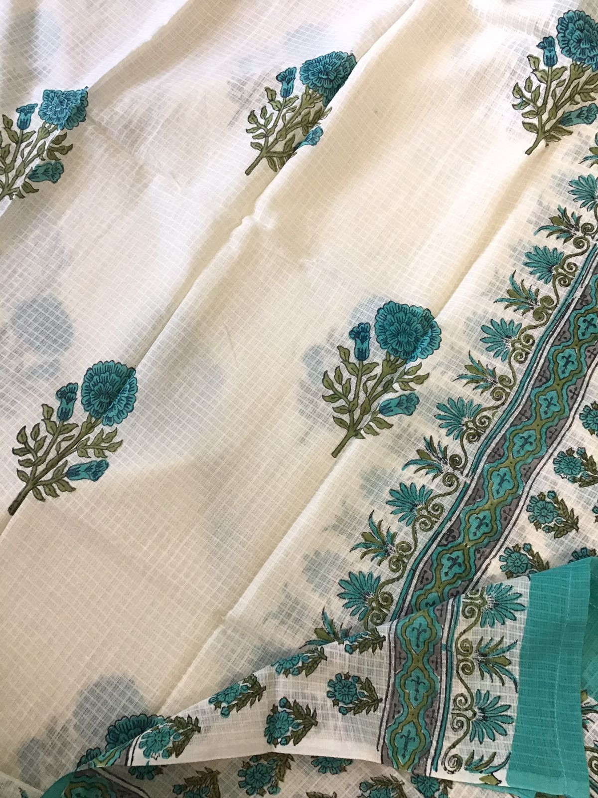 Pure Cotton Printed Embroidered Suit - Off White