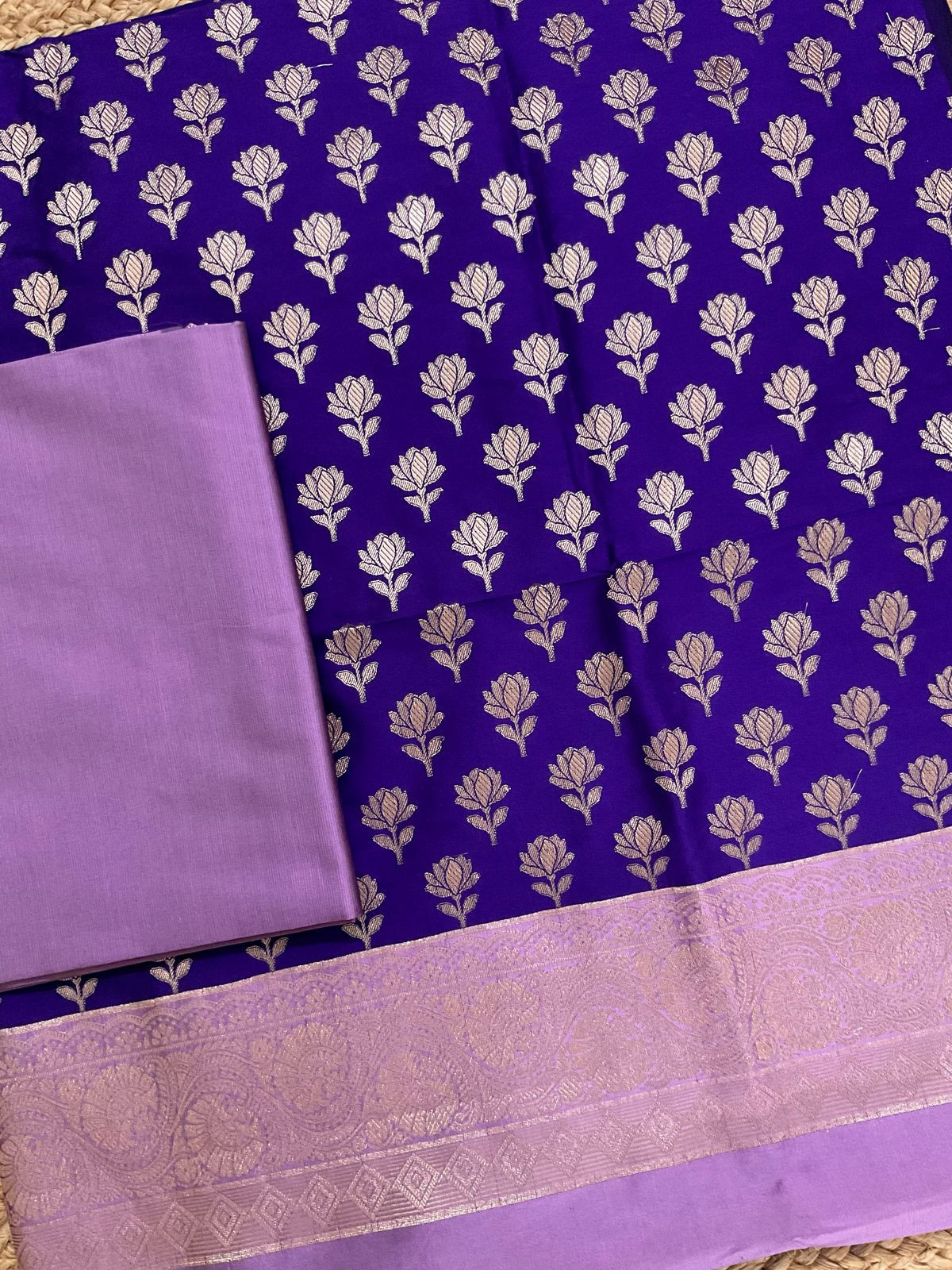 Soft Silk Banarasi Weaved Suit - Purple