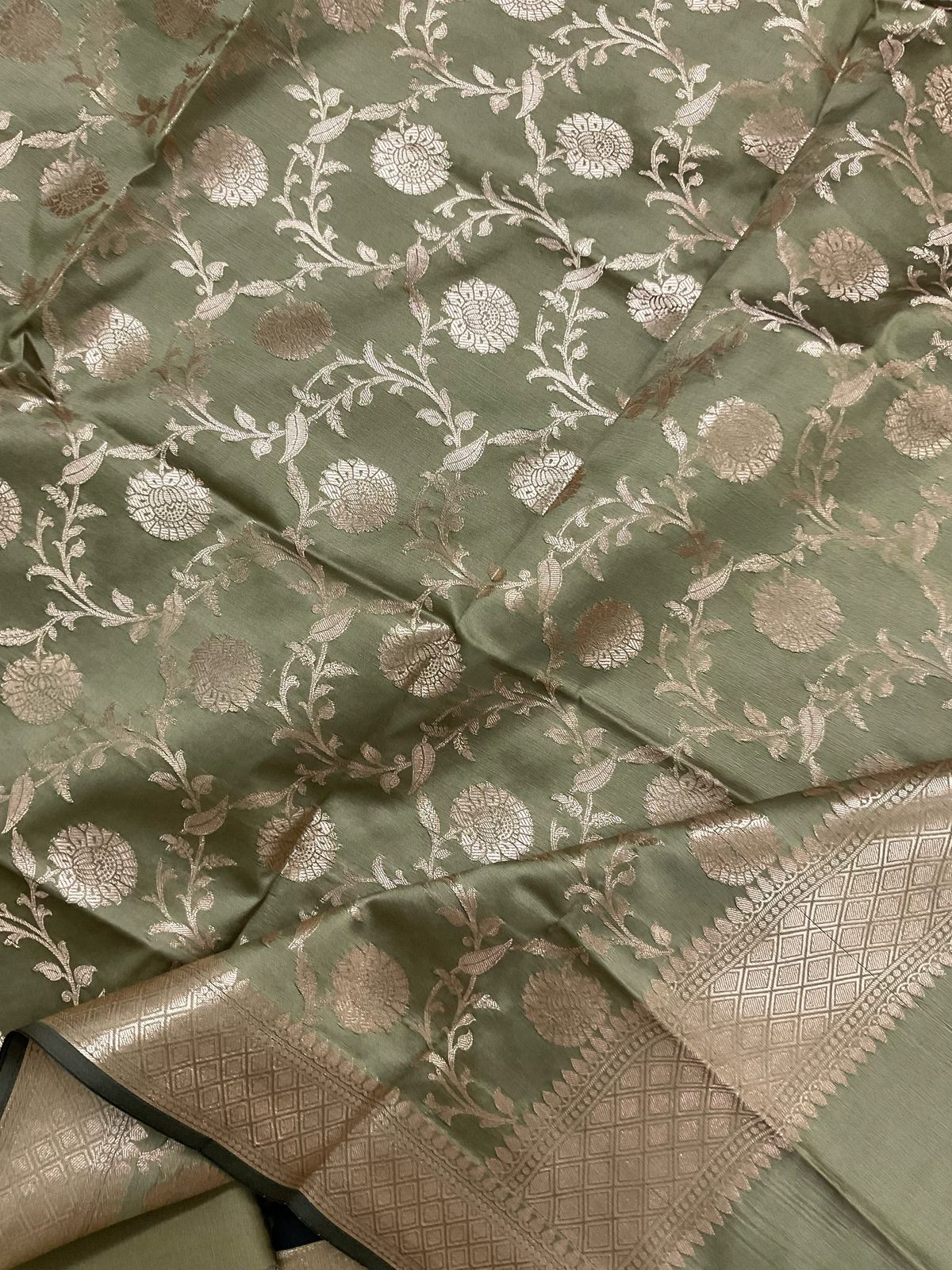 Soft Silk Banarasi Weaved Suit - Black