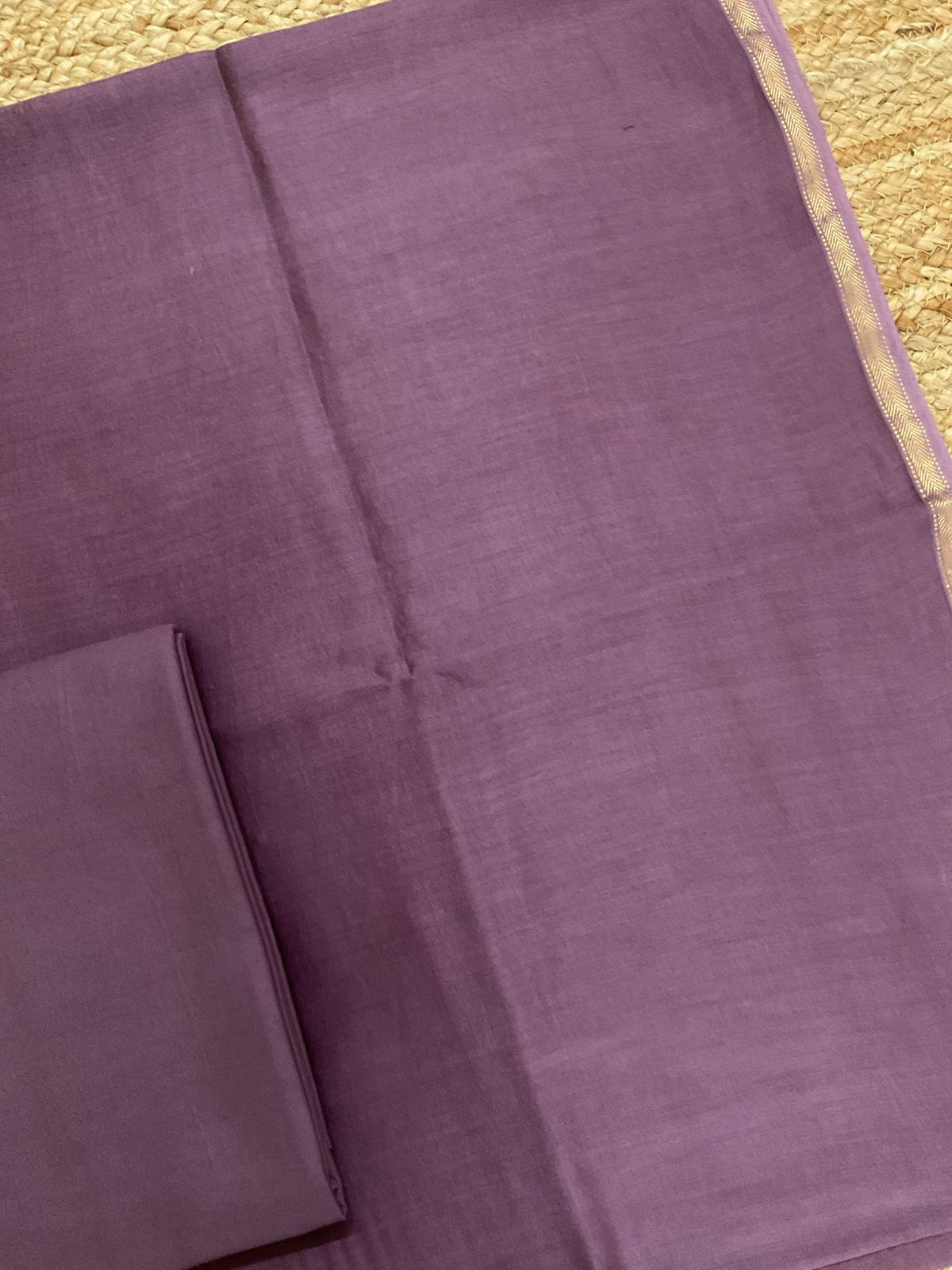 Pure Maheshwari Silk Printed Suit - Light Wine