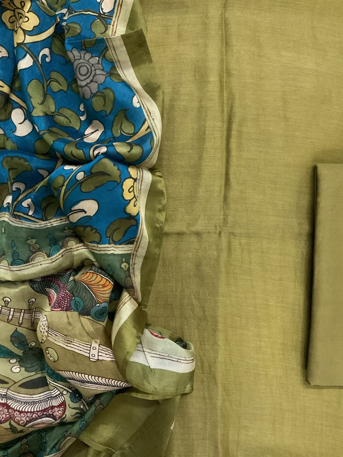 Pure Maheshwari Silk Printed Suit - Green