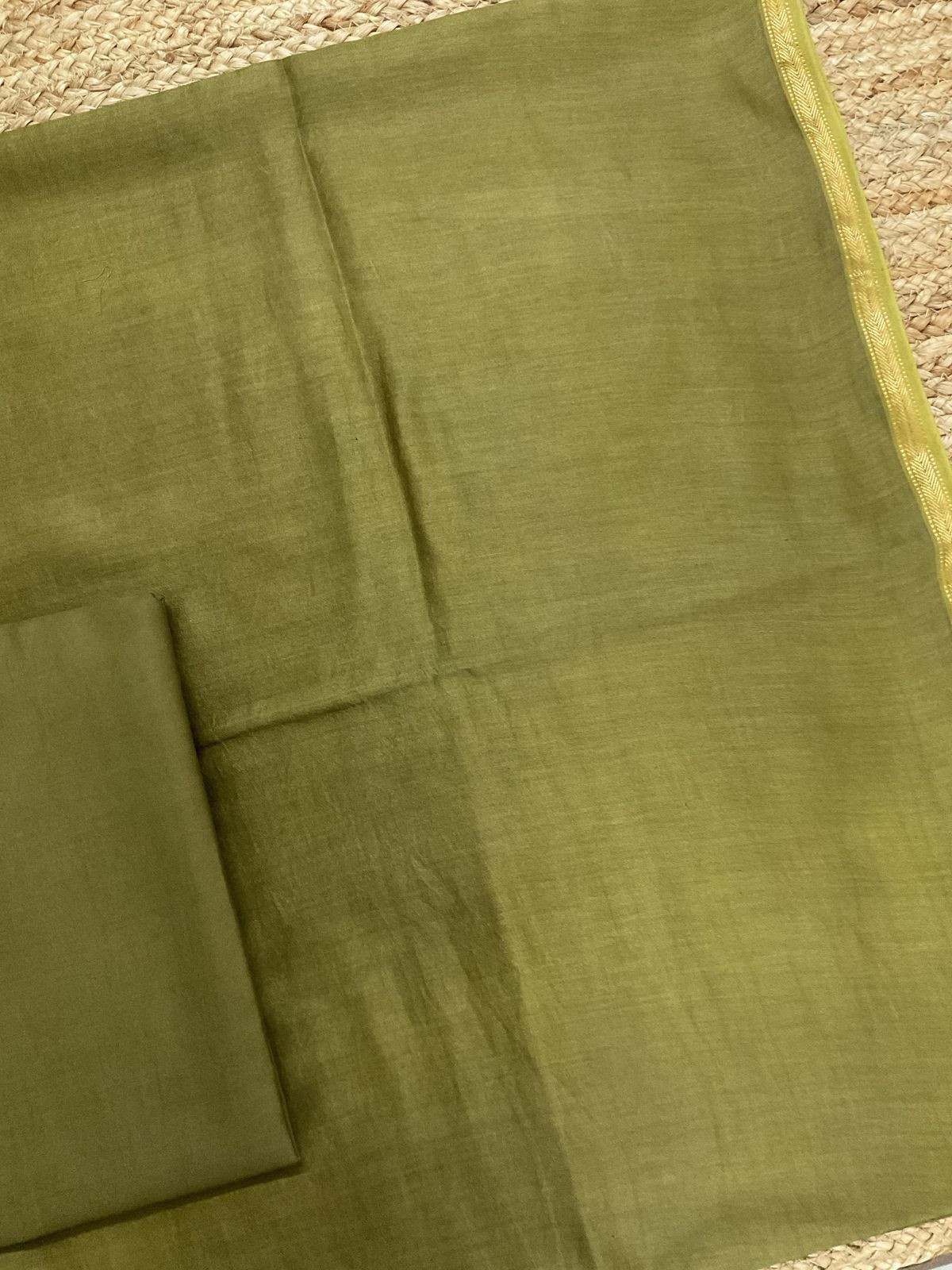 Pure Maheshwari Silk Printed Suit - Green