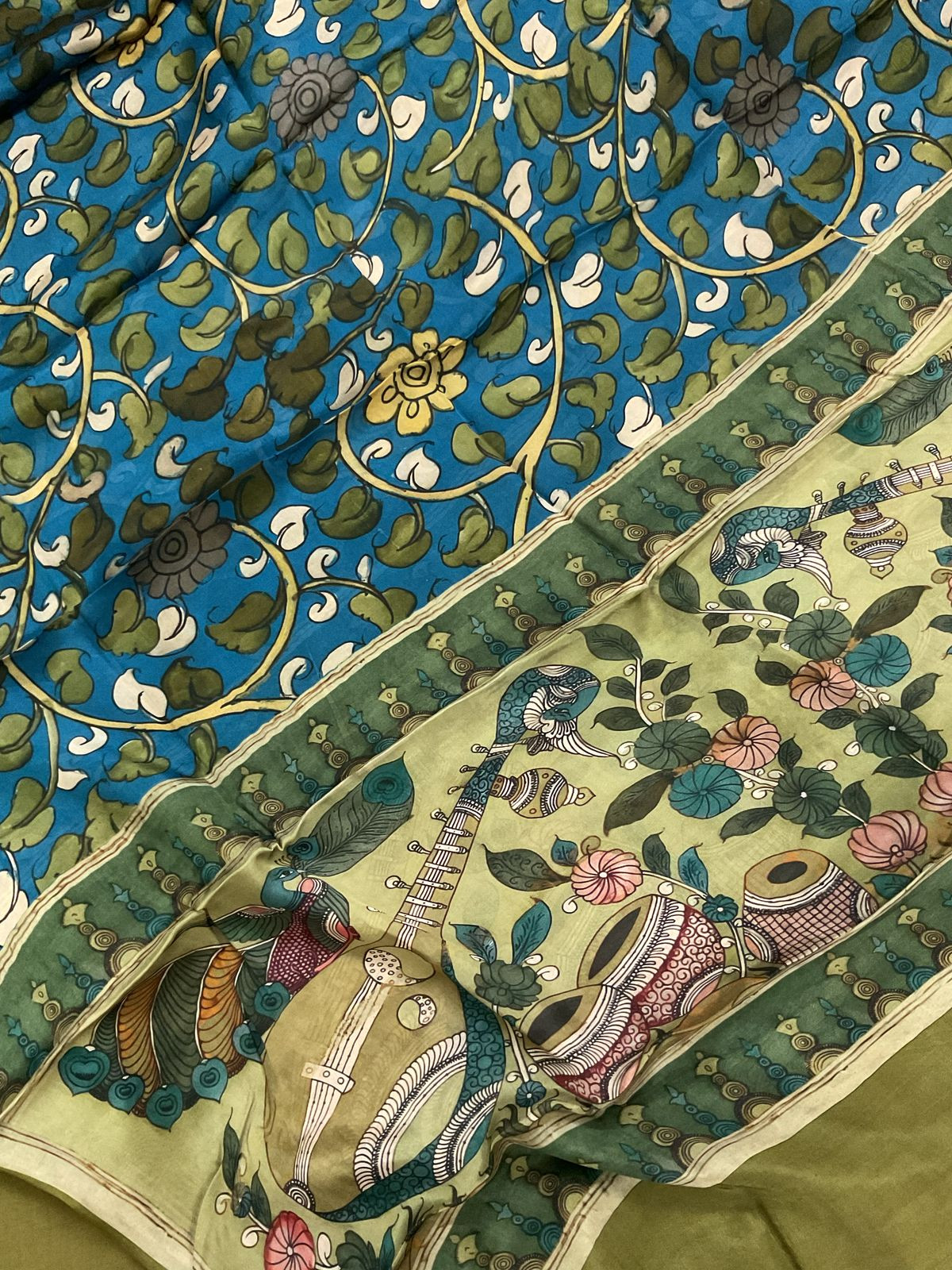 Pure Maheshwari Silk Printed Suit - Green