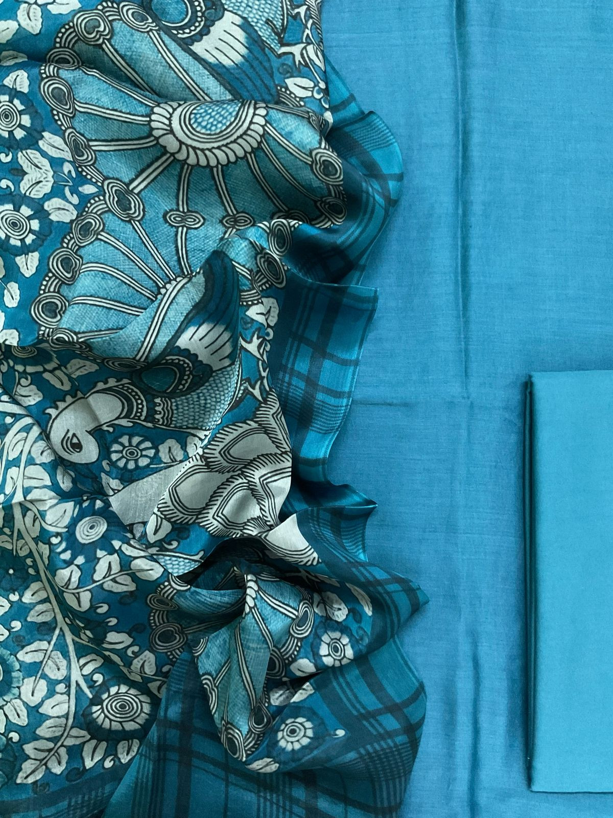 Pure Maheshwari Silk Printed Suit - Blue