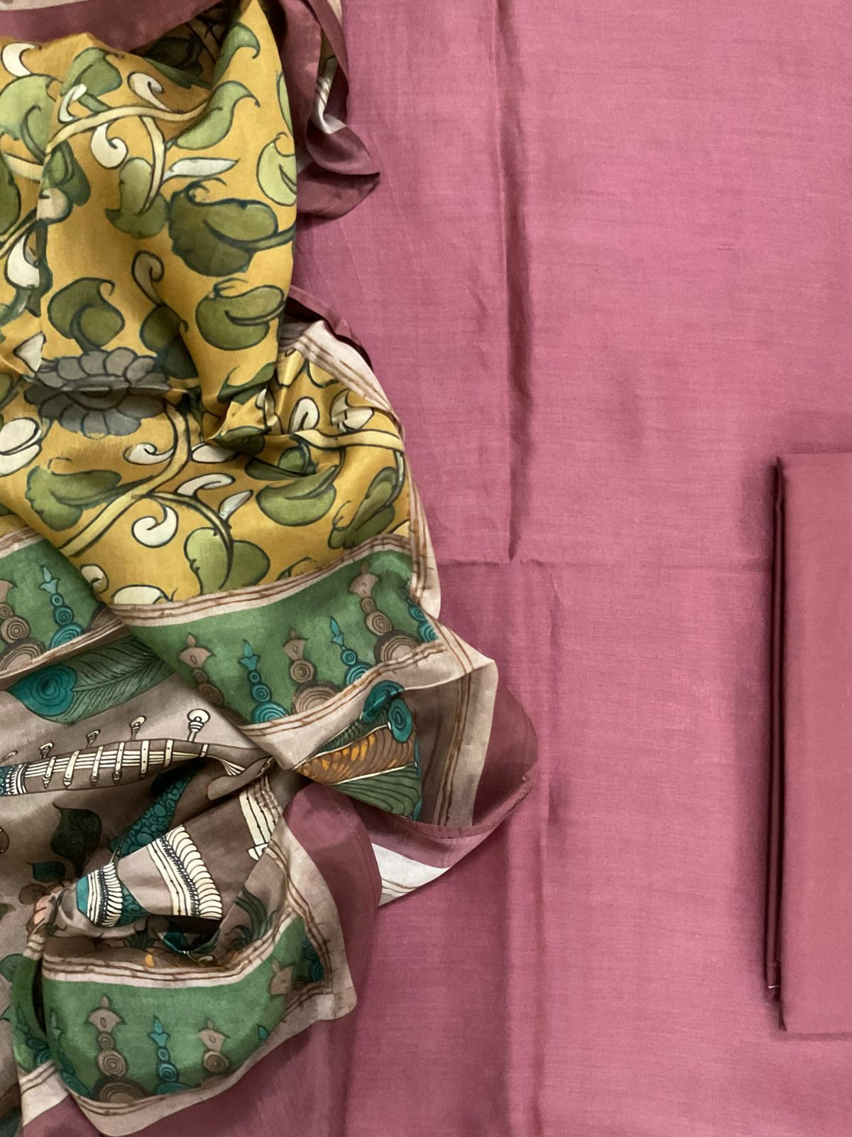 Pure Maheshwari Silk Printed Suit - Mauve