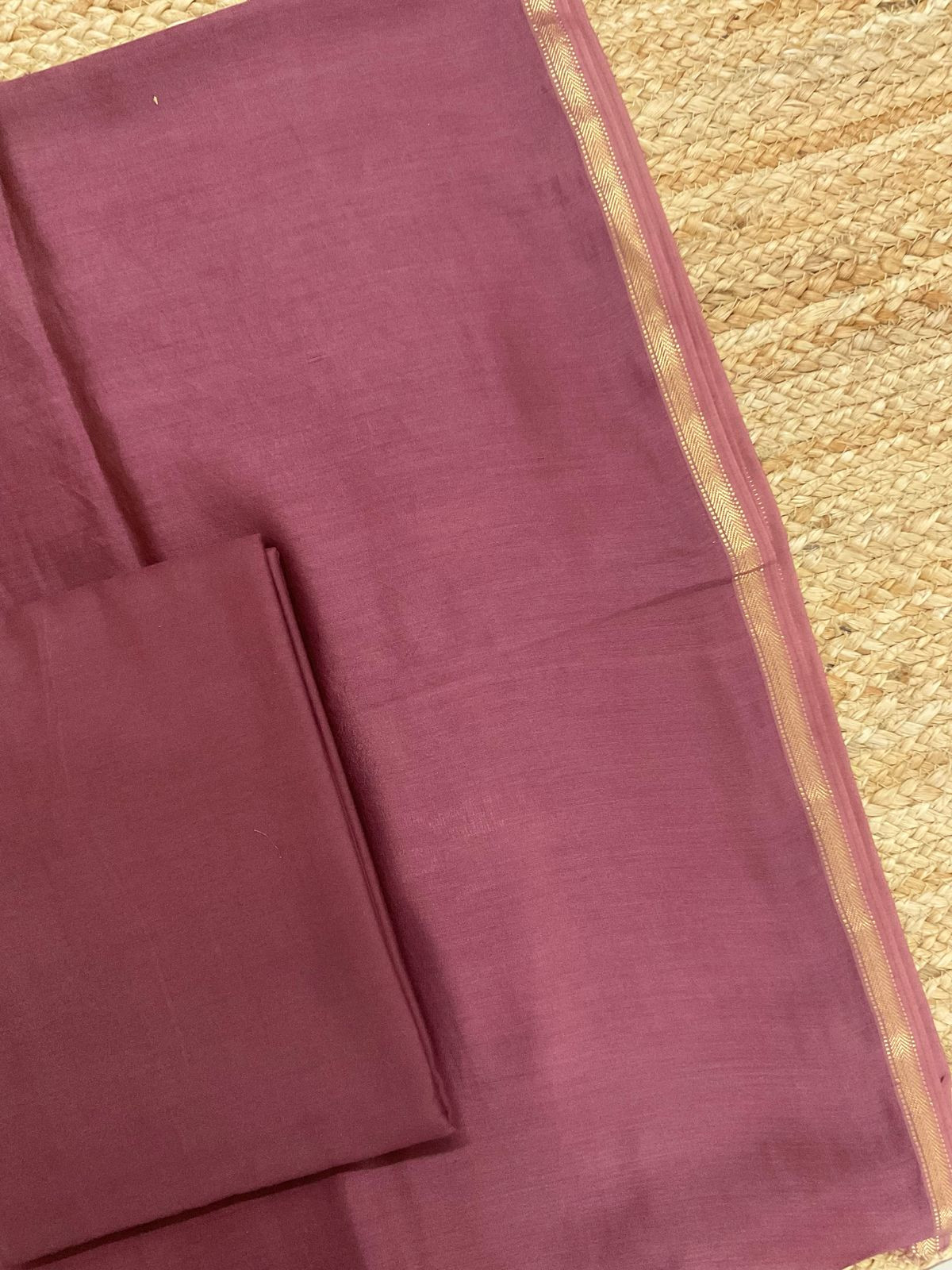 Pure Maheshwari Silk Printed Suit - Mauve