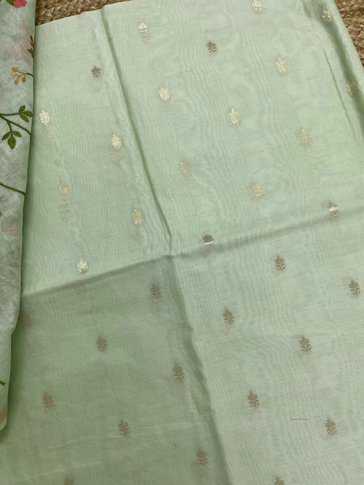 Pure Chanderi Banarasi Weaved Embroidered Suit - Green