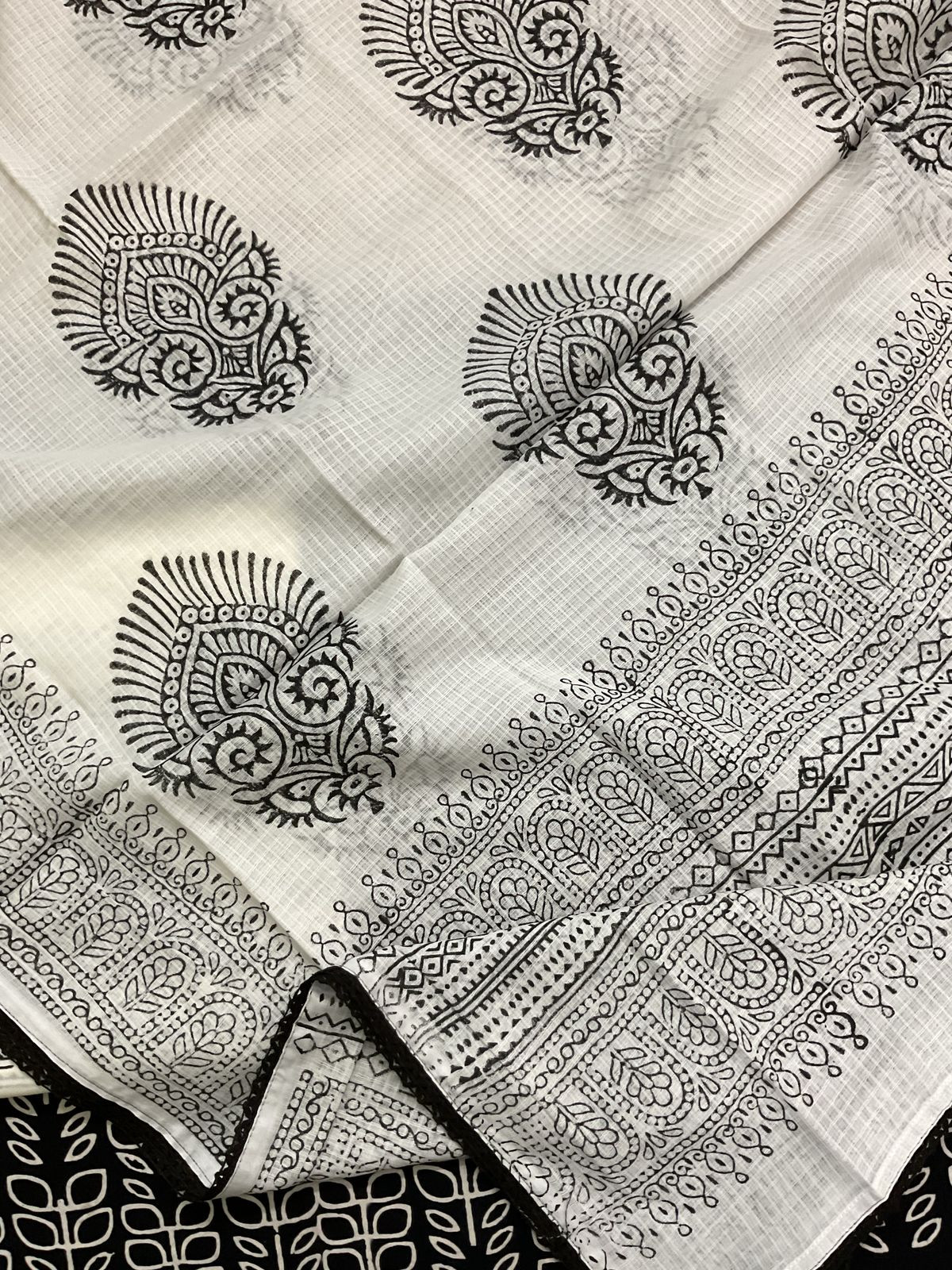 Pure Cotton Printed Embroidered Suit - Black