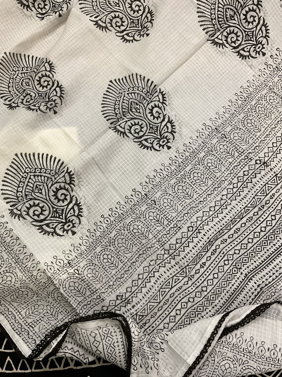 Pure Cotton Printed Embroidered Suit - Black