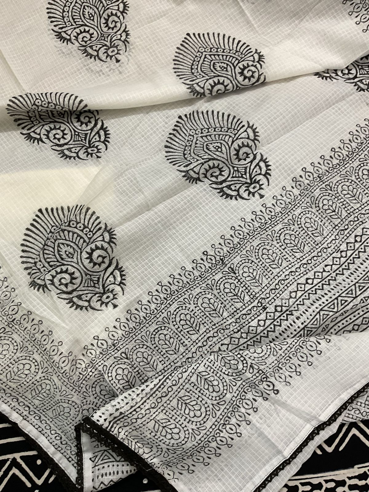 Pure Cotton Printed Embroidered Suit - Black