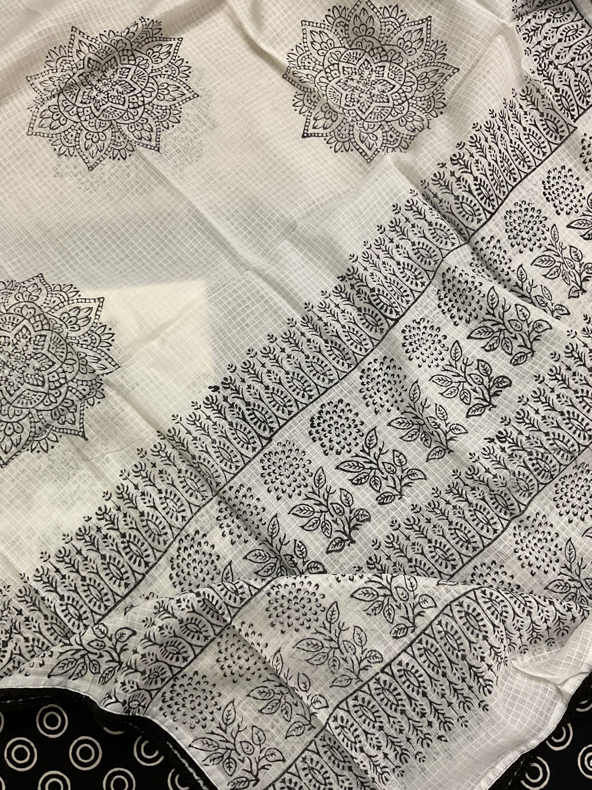 Pure Cotton Printed Embroidered Suit - Black