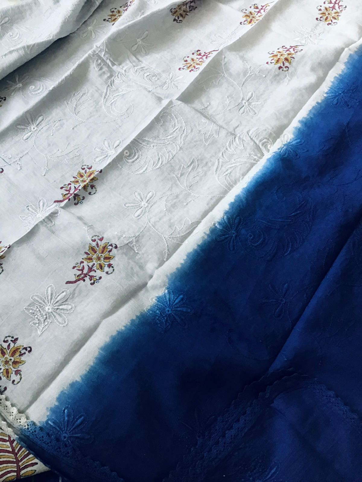 Pure Ikkat Cotton Embroidered Suit - Blue