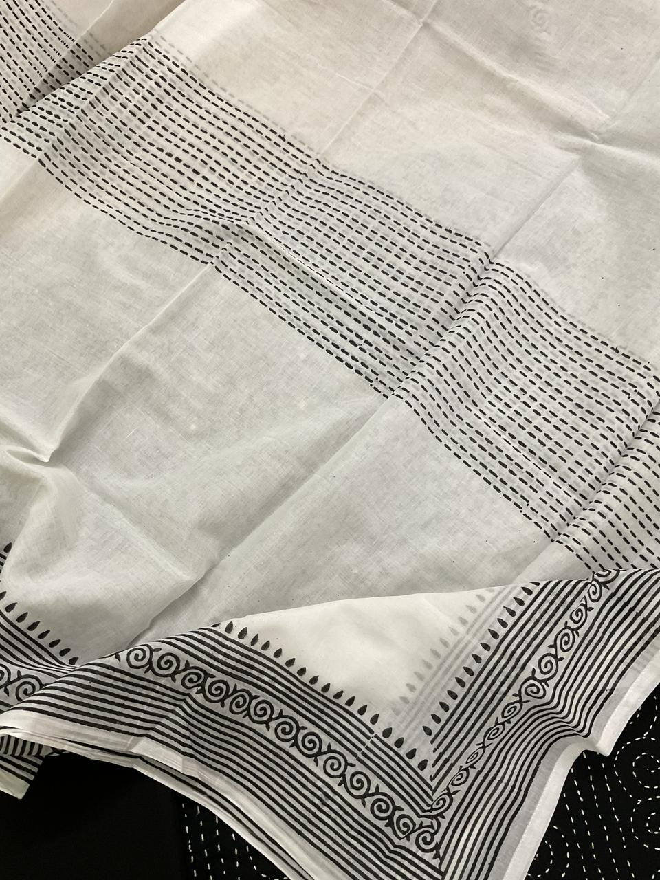 Pure Cotton Printed Embroidered Suit - Black