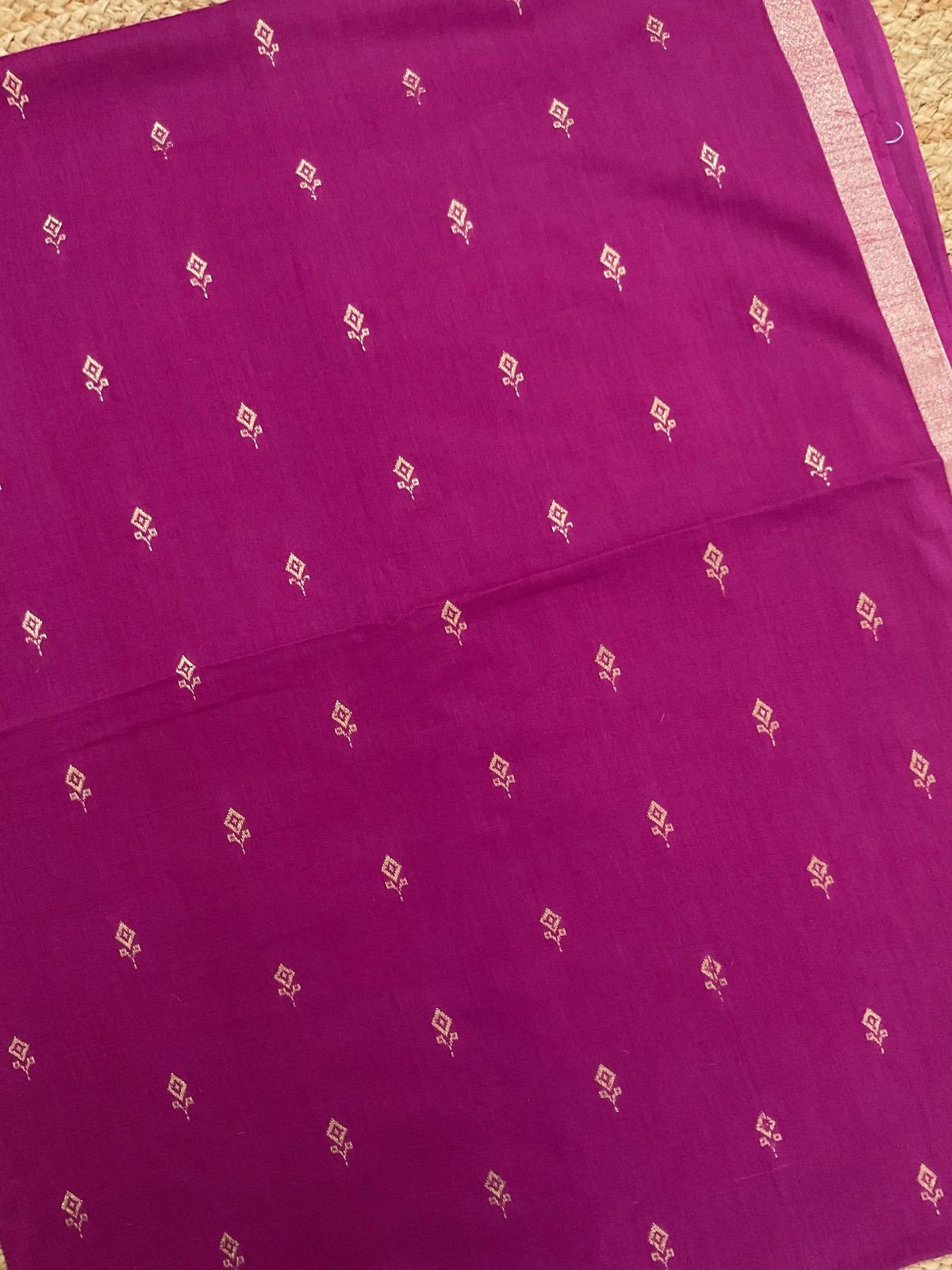 Pure Slub Cotton Printed Self Weaved Suit - Pink