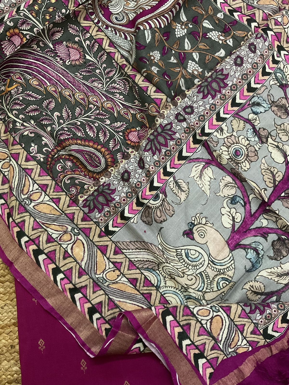 Pure Slub Cotton Printed Self Weaved Suit - Pink