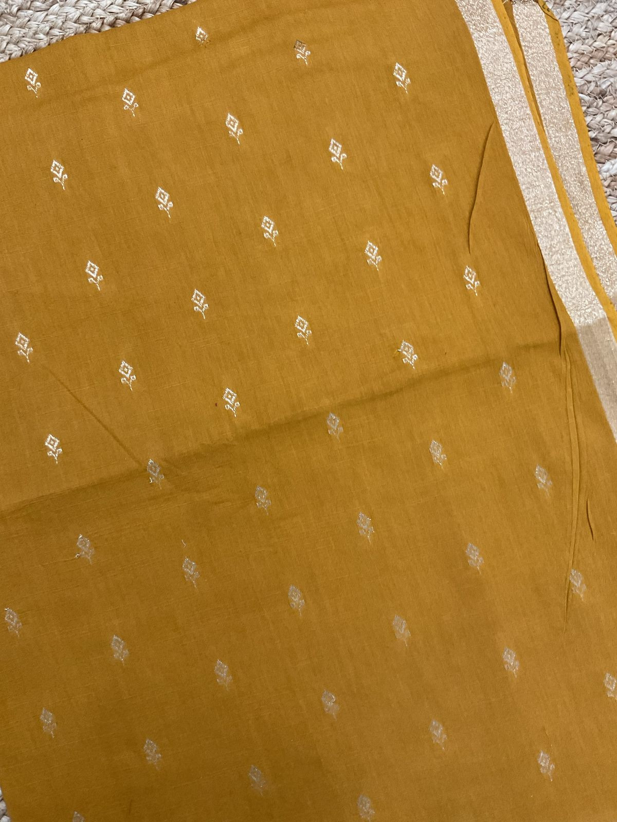 Pure Slub Cotton Printed Self Weaved Suit - Yellow