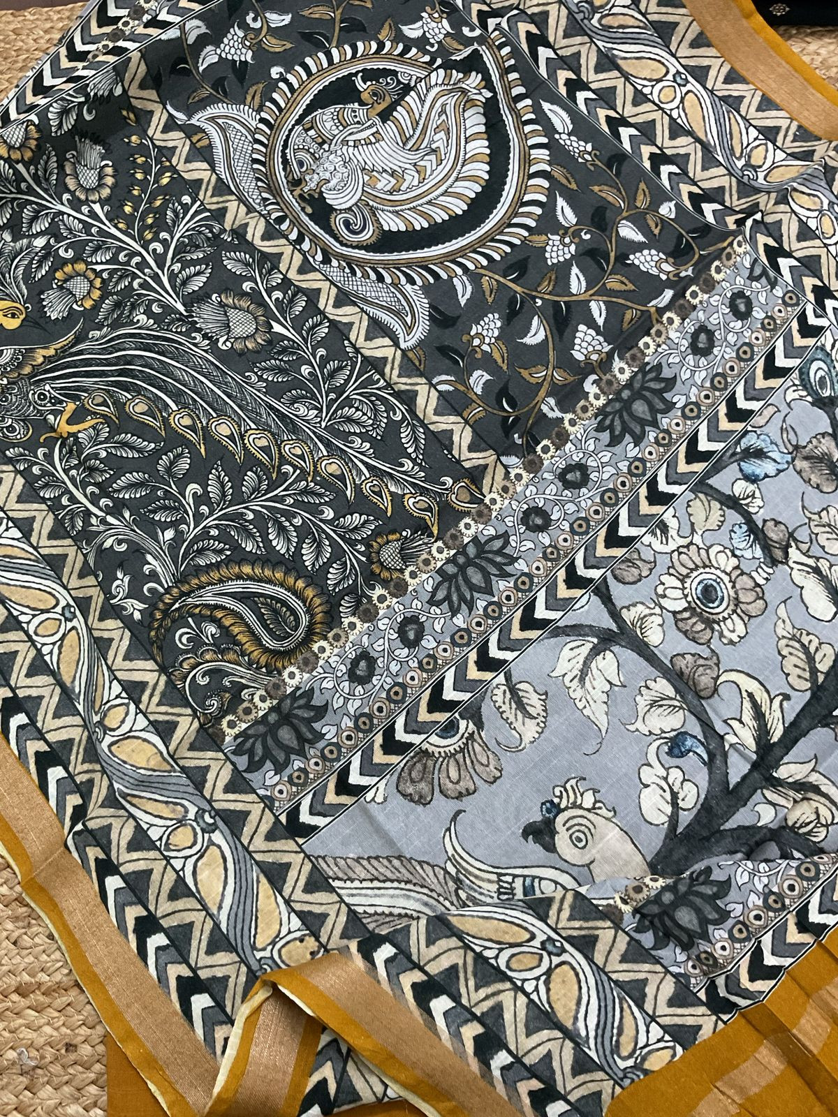 Pure Slub Cotton Printed Self Weaved Suit - Yellow