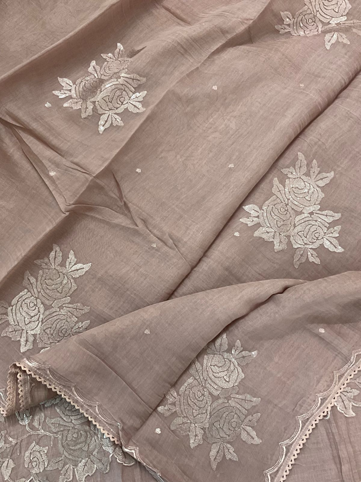 Pure Mul Chanderi Embroidered Suit - Light Onion Pink