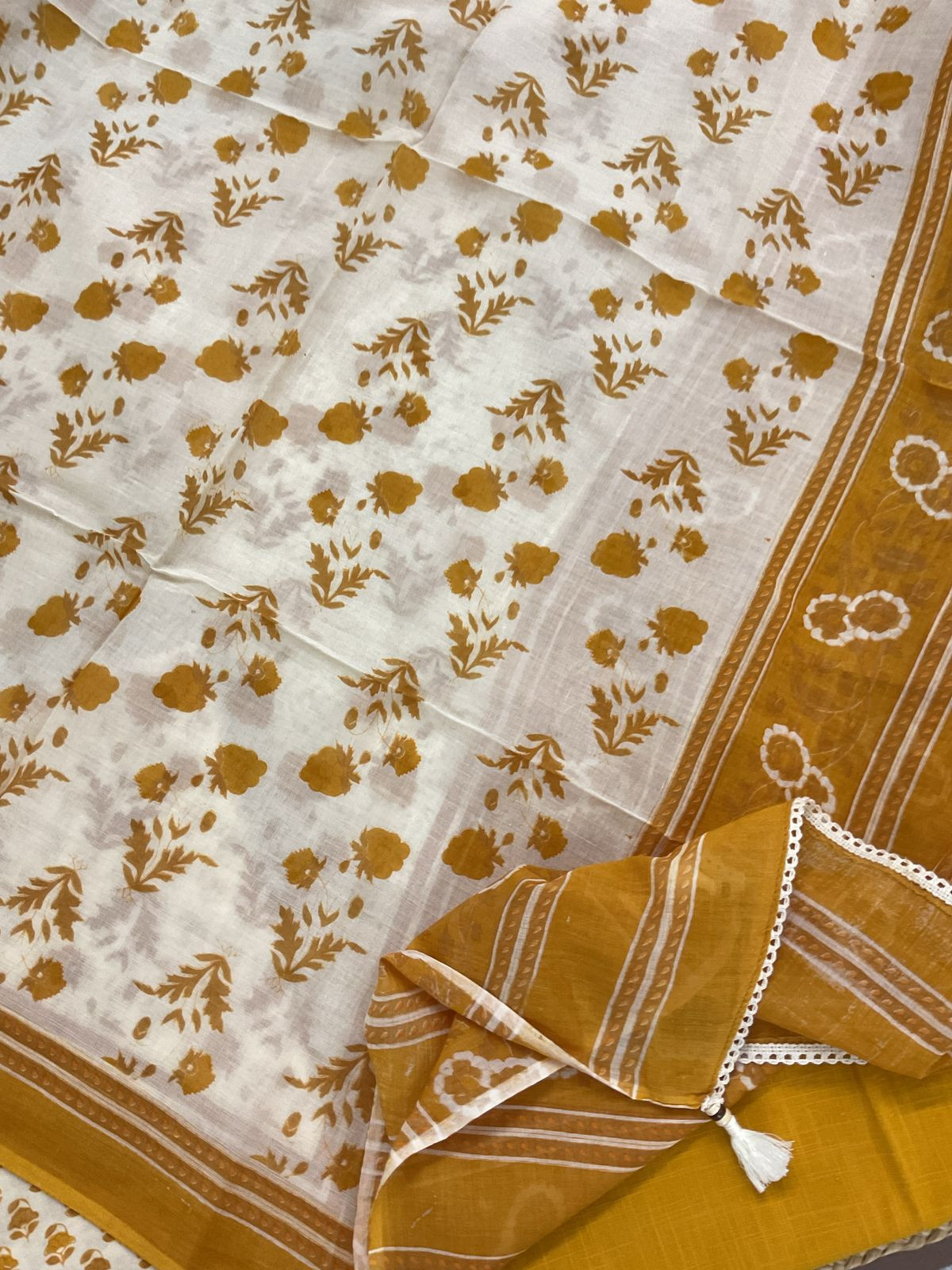 Pure Cotton Printed Embroidered Suit - Yellow