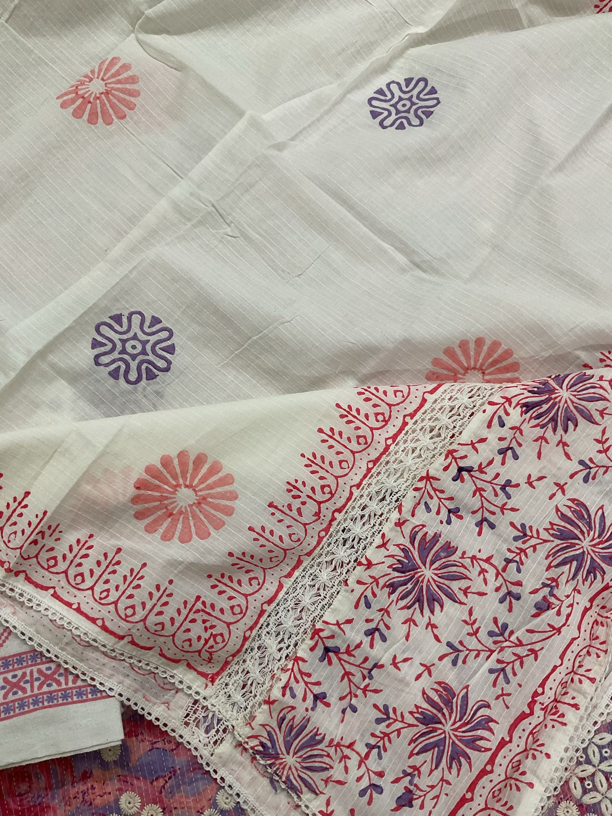 Pure Cotton Printed Embroidered Suit - Pink