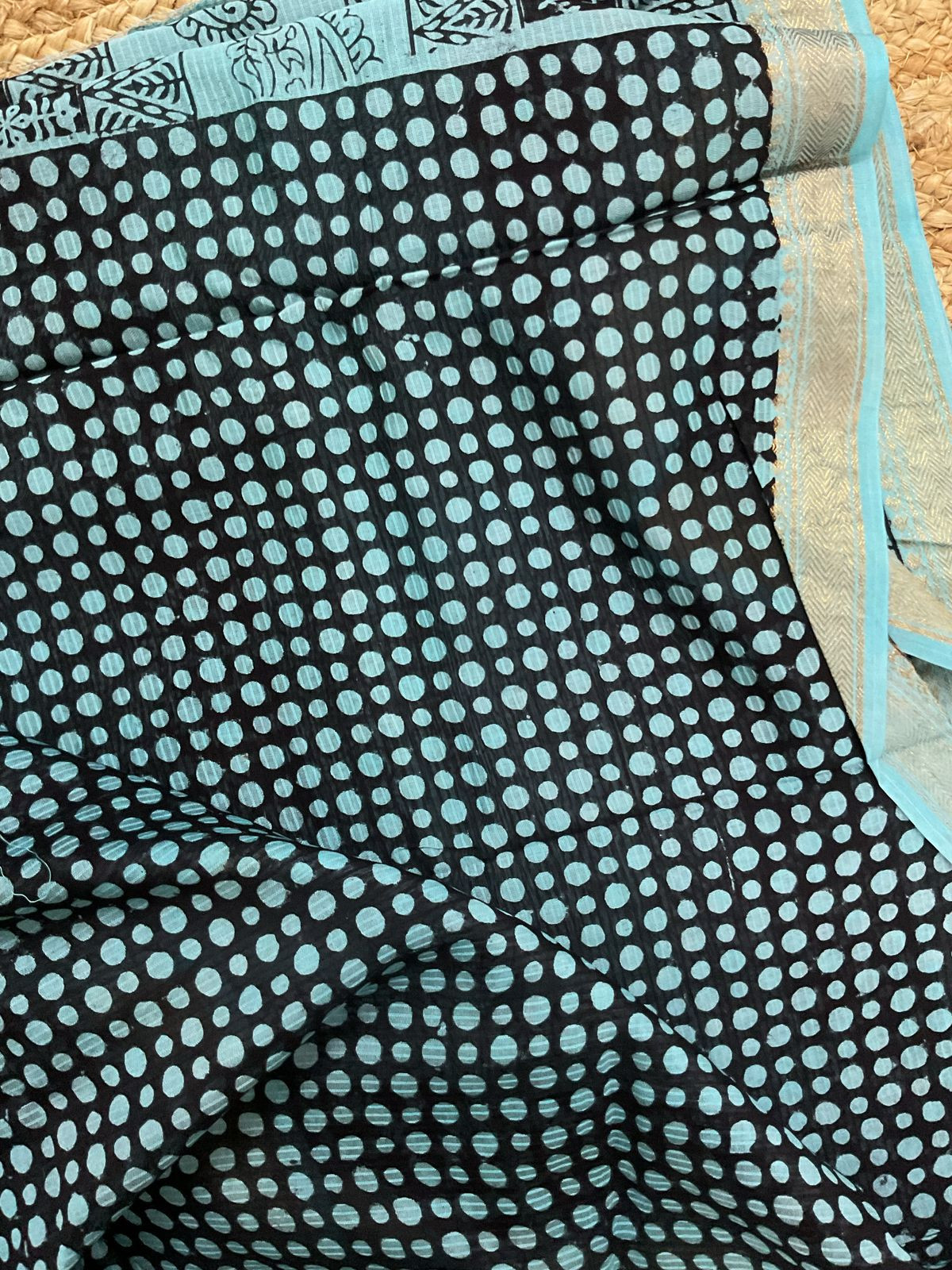 Pure Maheshwari Self Weaved Bagh Printed Suit - Blue