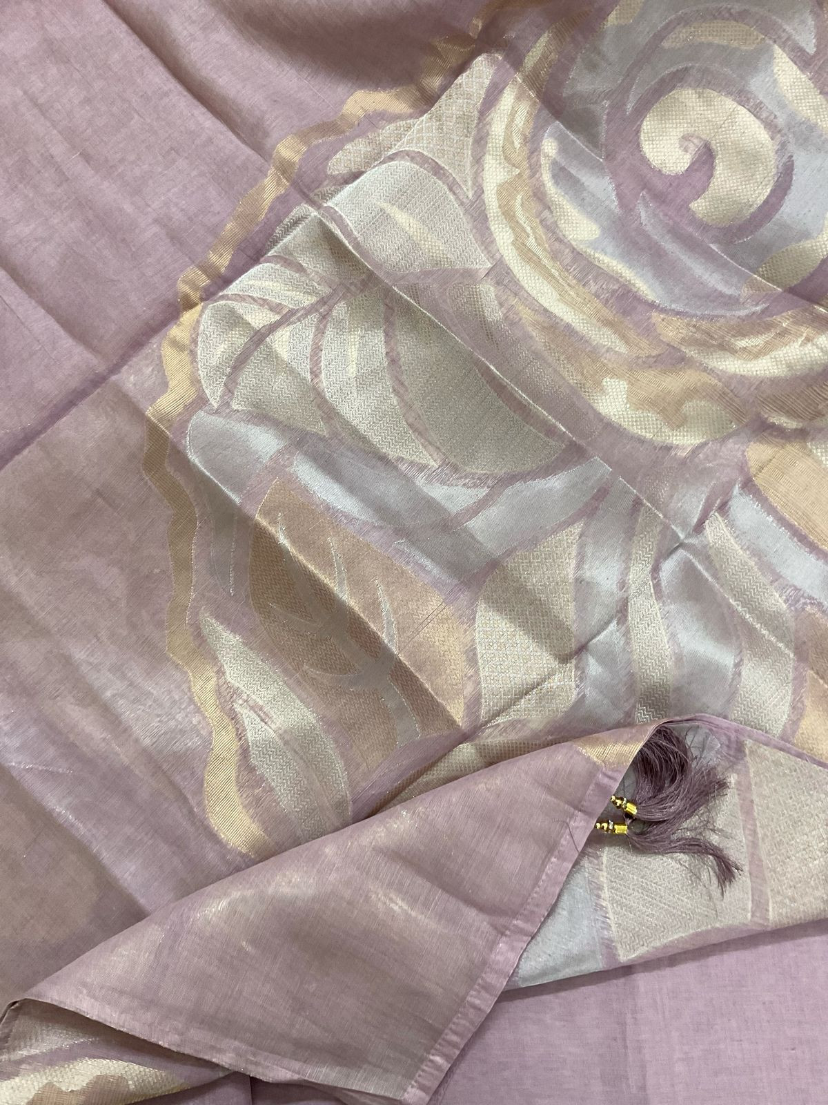 Soft Fine Chanderi Embroidered Jamdani Suit - Lavender